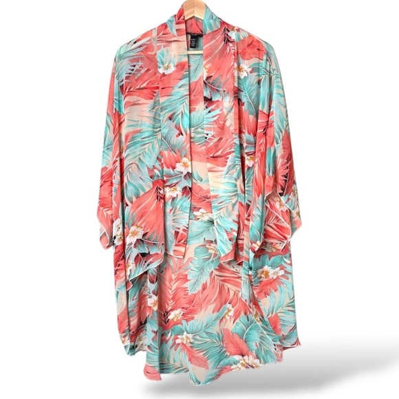 STREETWEAR SOCIETY Tropical Print Kimono / Coverup Boho Open Front O/S Fits All - Picture 1 of 6